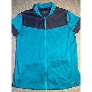PATAGONIA full Zip-Neck‎ Top Women's Size XL WORN WEAR GREEN/BLUE short sleeve